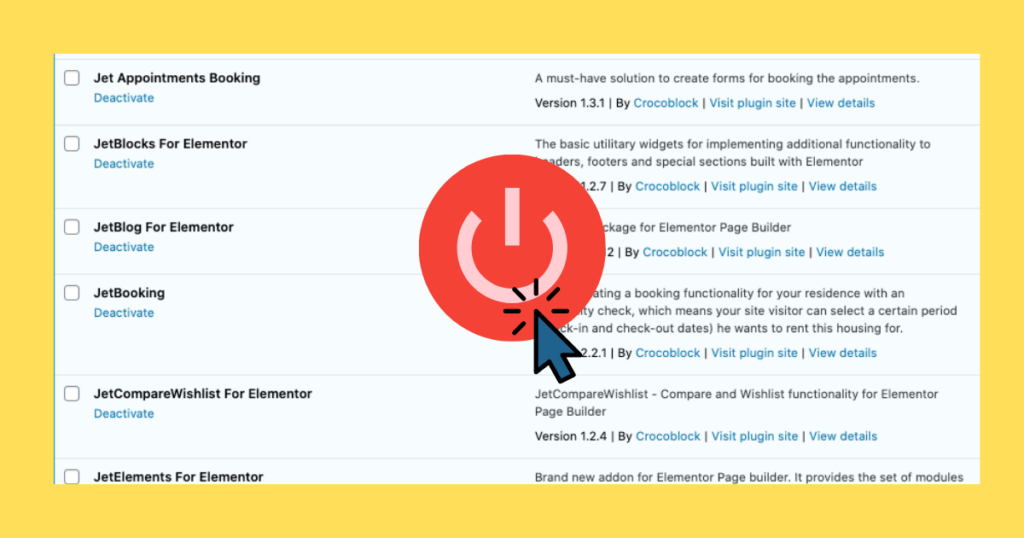 4. ทำการปิด Plugin ที่ Conflict กับ Elementor